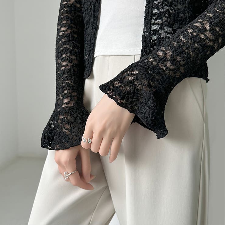 【ぽこぽこ立体レース】 シアーレースカーディガン カーディガン | COCOMOMO | 詳細画像34 