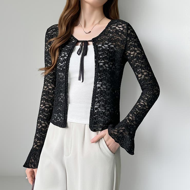 【ぽこぽこ立体レース】 シアーレースカーディガン カーディガン | COCOMOMO | 詳細画像35 