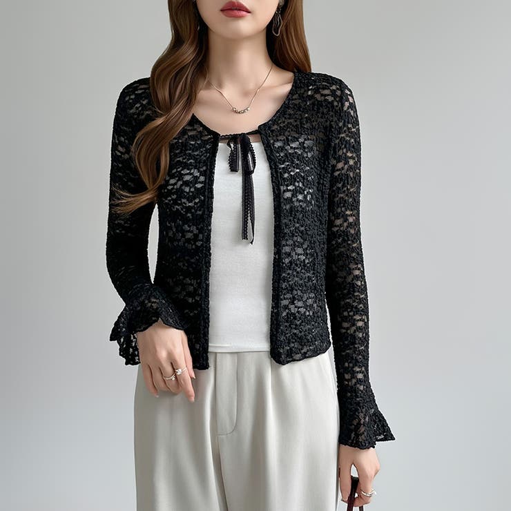 【ぽこぽこ立体レース】 シアーレースカーディガン カーディガン | COCOMOMO | 詳細画像36 