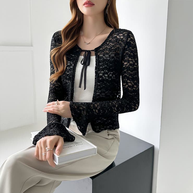 【ぽこぽこ立体レース】 シアーレースカーディガン カーディガン | COCOMOMO | 詳細画像38 