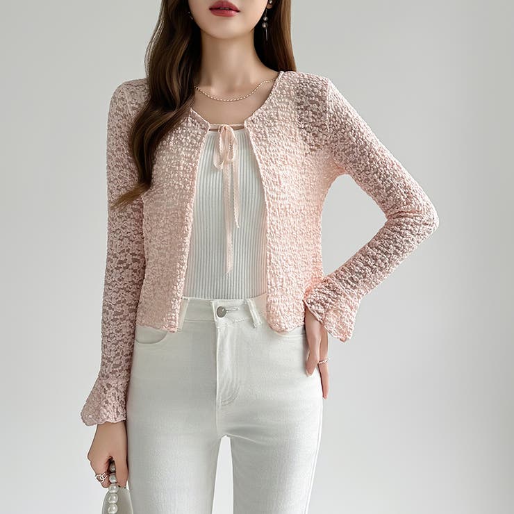 【ぽこぽこ立体レース】 シアーレースカーディガン カーディガン | COCOMOMO | 詳細画像40 