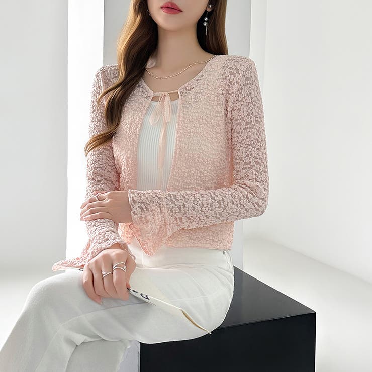 【ぽこぽこ立体レース】 シアーレースカーディガン カーディガン | COCOMOMO | 詳細画像48 