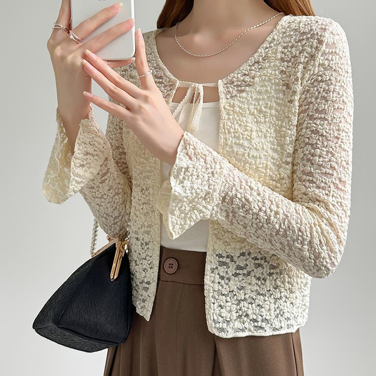 【ぽこぽこ立体レース】 シアーレースカーディガン カーディガン | COCOMOMO | 詳細画像6 