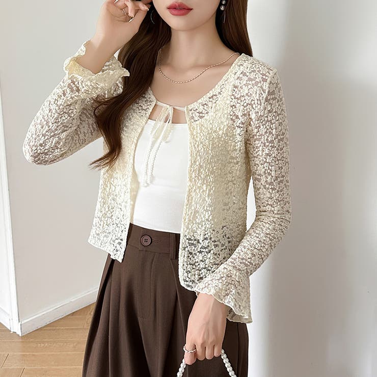 【ぽこぽこ立体レース】 シアーレースカーディガン カーディガン | COCOMOMO | 詳細画像7 