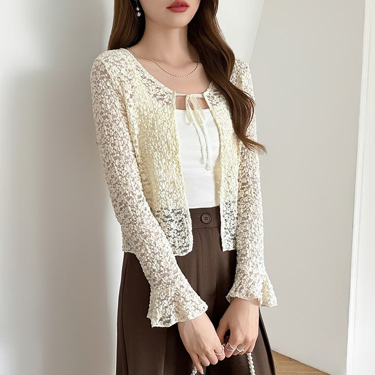 【ぽこぽこ立体レース】 シアーレースカーディガン カーディガン | COCOMOMO | 詳細画像8 