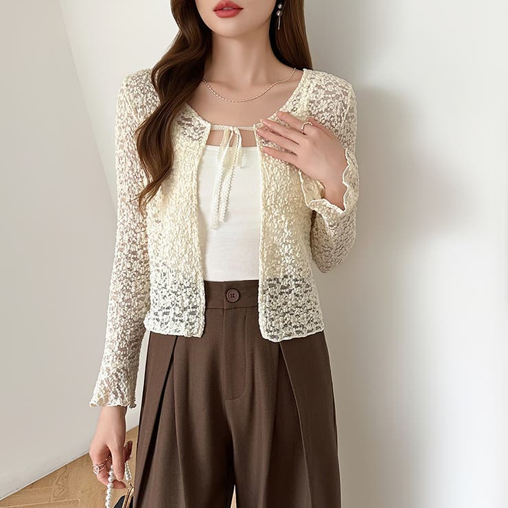 【ぽこぽこ立体レース】 シアーレースカーディガン カーディガン | COCOMOMO | 詳細画像9 