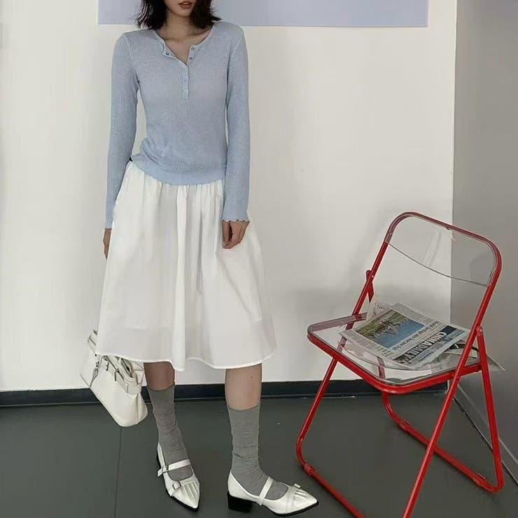 ほんのりシアー。リブカットソー ヘンリーネック ロンT | COCOMOMO | 詳細画像39 