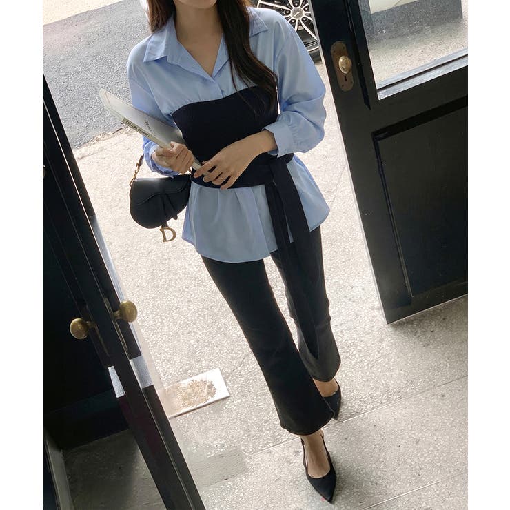 テクいらずでメリハリシルエット ビスチェドッキングシャツ コルセット風 | COCOMOMO | 詳細画像12 