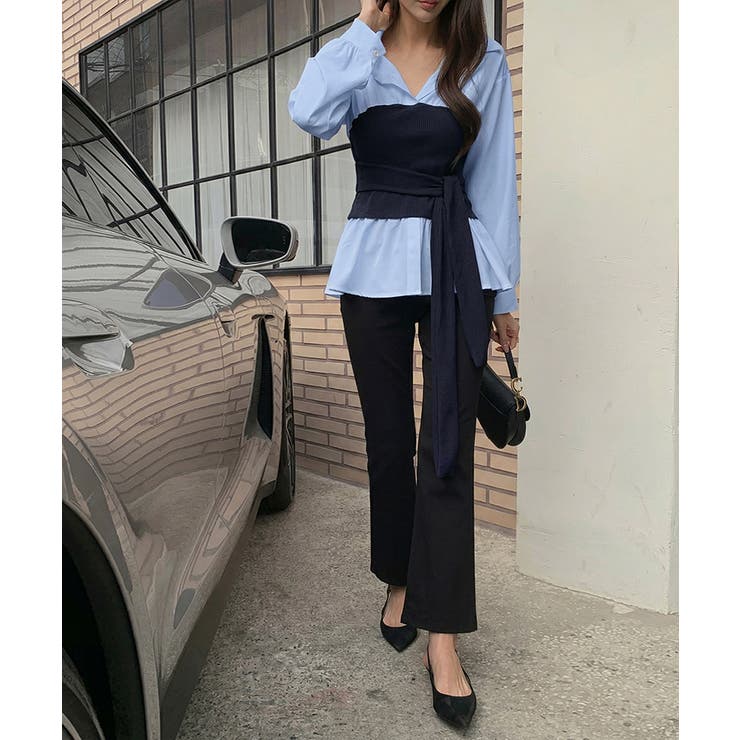 テクいらずでメリハリシルエット ビスチェドッキングシャツ コルセット風 | COCOMOMO | 詳細画像13 