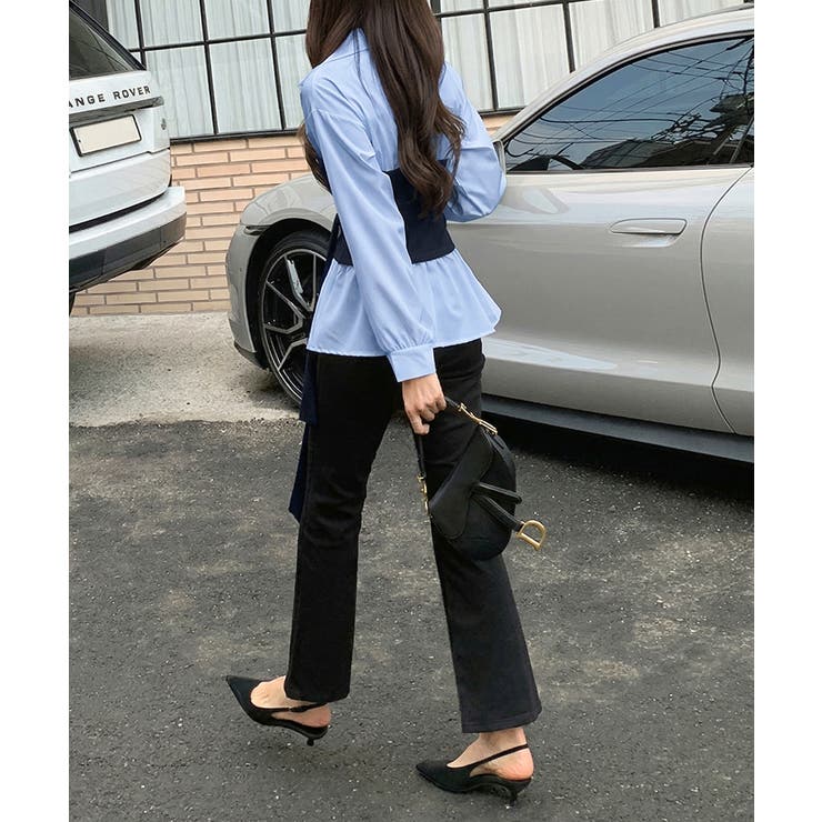 テクいらずでメリハリシルエット ビスチェドッキングシャツ コルセット風 | COCOMOMO | 詳細画像14 