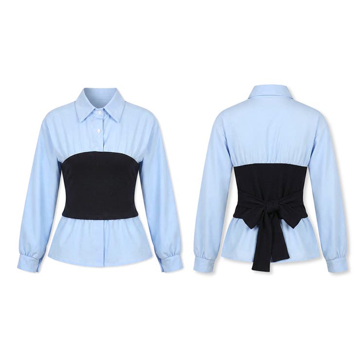 テクいらずでメリハリシルエット ビスチェドッキングシャツ コルセット風 | COCOMOMO | 詳細画像24 