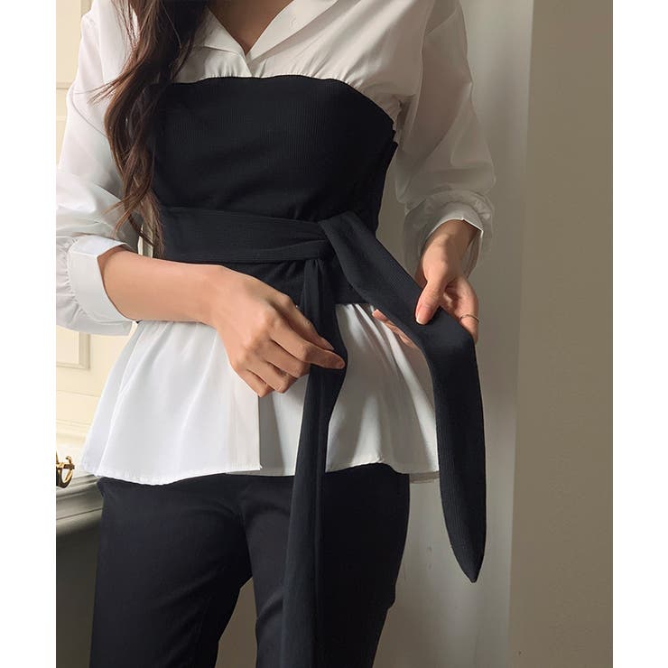 テクいらずでメリハリシルエット ビスチェドッキングシャツ コルセット風 | COCOMOMO | 詳細画像6 