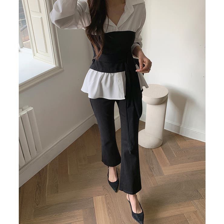 テクいらずでメリハリシルエット ビスチェドッキングシャツ コルセット風 | COCOMOMO | 詳細画像9 