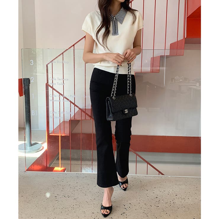 【チェック襟×ハーフジップ】 ポロシャツ サマーニット | COCOMOMO | 詳細画像10 