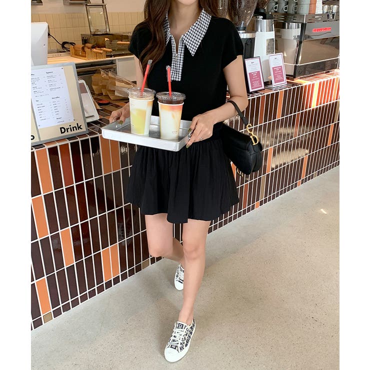 【チェック襟×ハーフジップ】 ポロシャツ サマーニット | COCOMOMO | 詳細画像18 