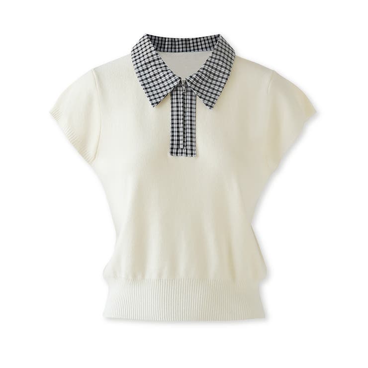 【チェック襟×ハーフジップ】 ポロシャツ サマーニット | COCOMOMO | 詳細画像23 