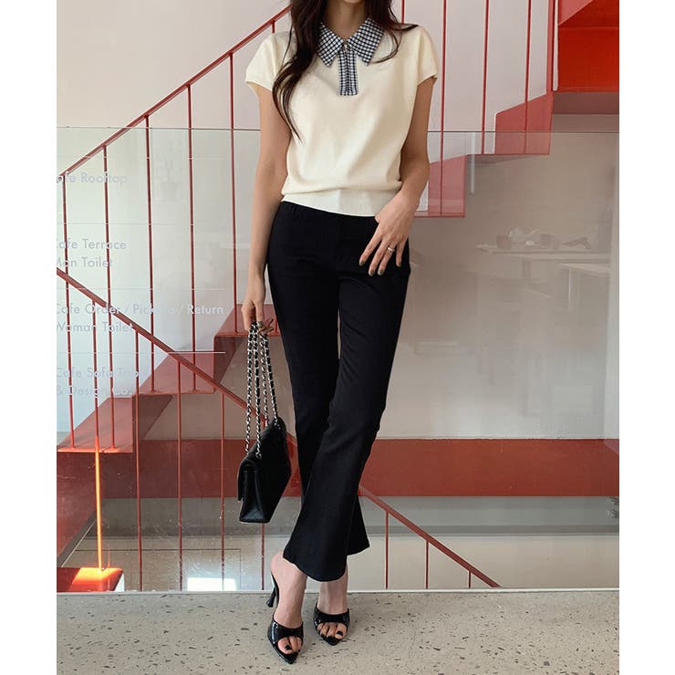 【チェック襟×ハーフジップ】 ポロシャツ サマーニット | COCOMOMO | 詳細画像8 