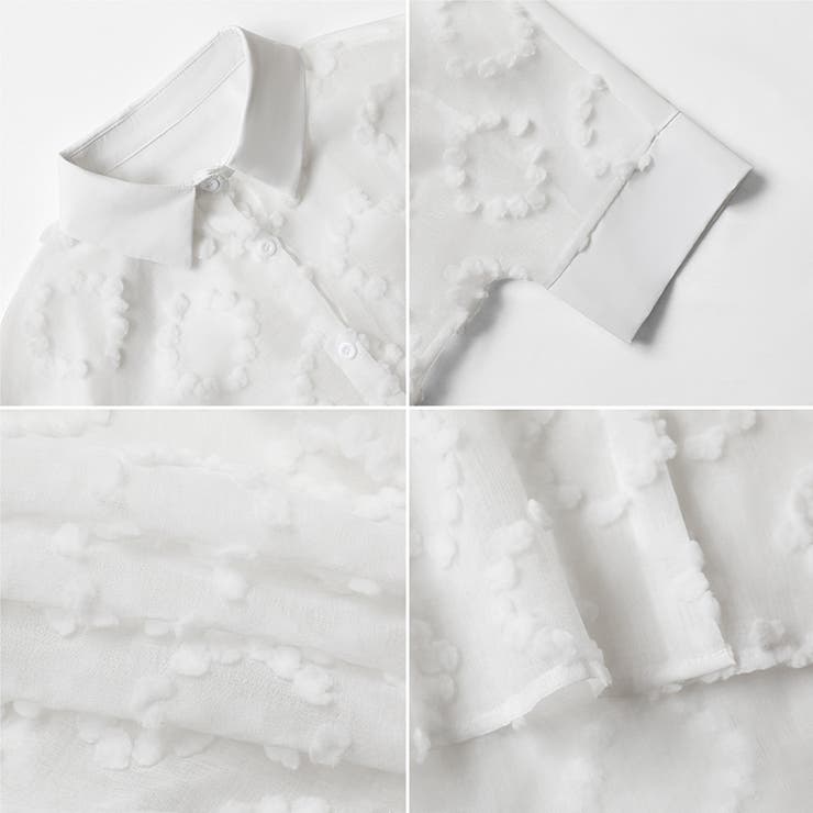 ぽこぽこカットジャガードシャツ シアーシャツ オーバーサイズ | COCOMOMO | 詳細画像24 