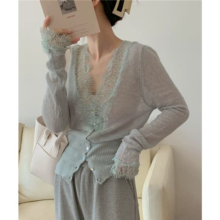 【繊細レース×シアー感】シアーレースカーディガン シアーカーディガン レースカー… | COCOMOMO | 詳細画像12 