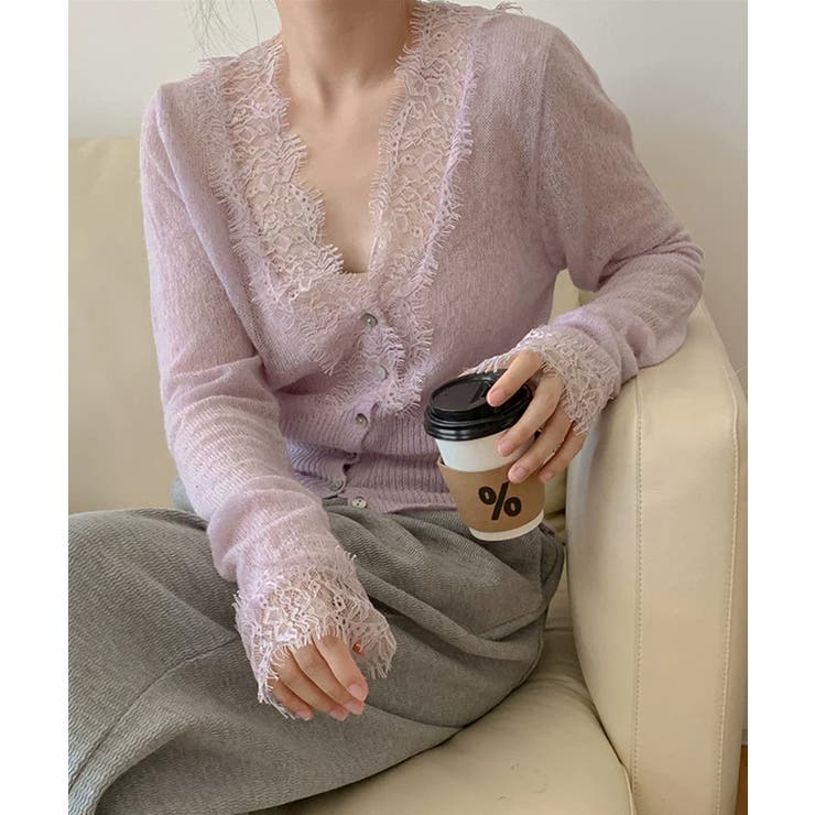 【繊細レース×シアー感】シアーレースカーディガン シアーカーディガン レースカー… | COCOMOMO | 詳細画像13 