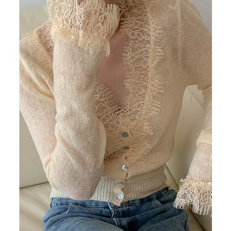 【繊細レース×シアー感】シアーレースカーディガン シアーカーディガン レースカー… | COCOMOMO | 詳細画像18 