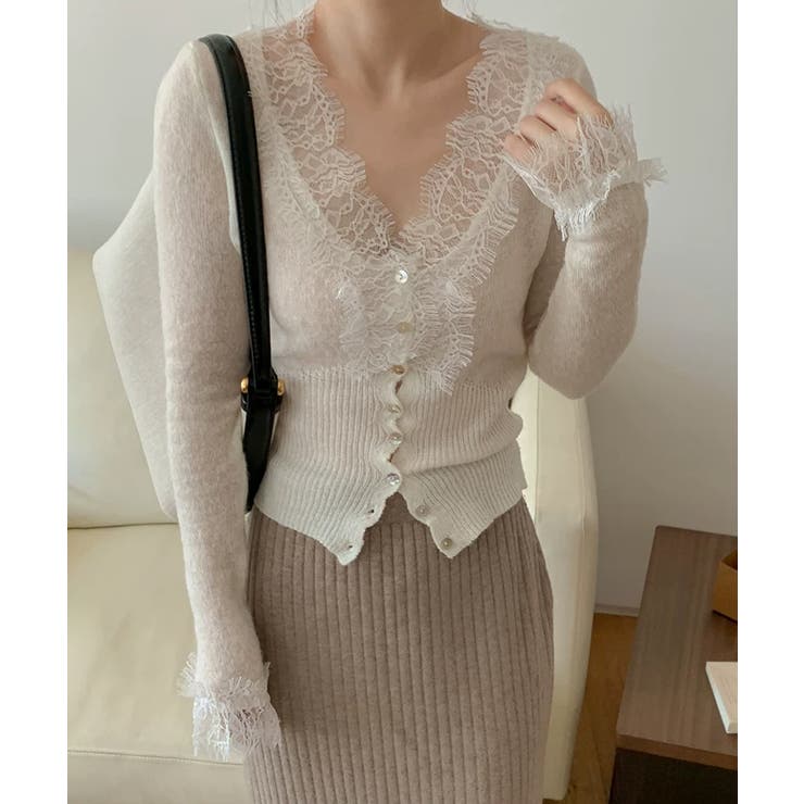 【繊細レース×シアー感】シアーレースカーディガン シアーカーディガン レースカー… | COCOMOMO | 詳細画像1 