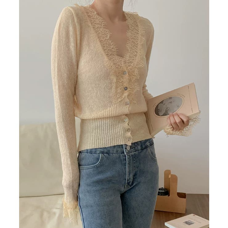 【繊細レース×シアー感】シアーレースカーディガン シアーカーディガン レースカー… | COCOMOMO | 詳細画像19 