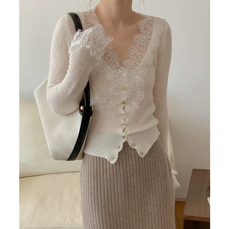 【繊細レース×シアー感】シアーレースカーディガン シアーカーディガン レースカー… | COCOMOMO | 詳細画像2 