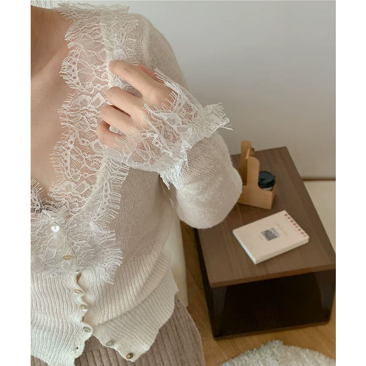 【繊細レース×シアー感】シアーレースカーディガン シアーカーディガン レースカー… | COCOMOMO | 詳細画像4 