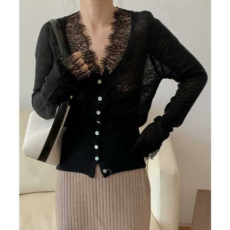 【繊細レース×シアー感】シアーレースカーディガン シアーカーディガン レースカー… | COCOMOMO | 詳細画像6 