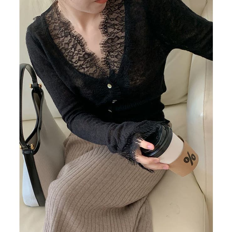 【繊細レース×シアー感】シアーレースカーディガン シアーカーディガン レースカー… | COCOMOMO | 詳細画像7 