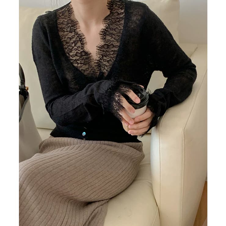 【繊細レース×シアー感】シアーレースカーディガン シアーカーディガン レースカー… | COCOMOMO | 詳細画像8 