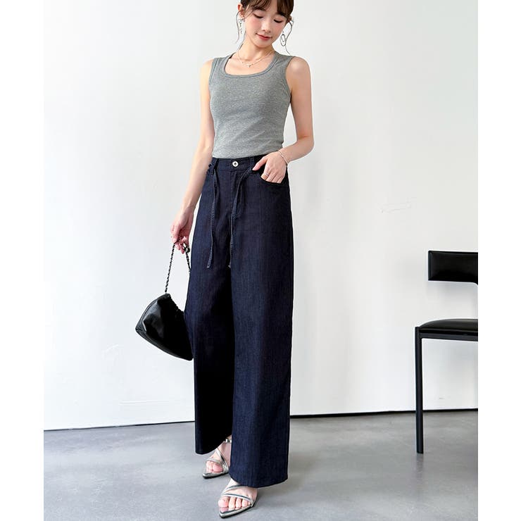 ストン落ちシルエット。 スラブデニムパンツ 夏デニムパンツ | COCOMOMO | 詳細画像7 