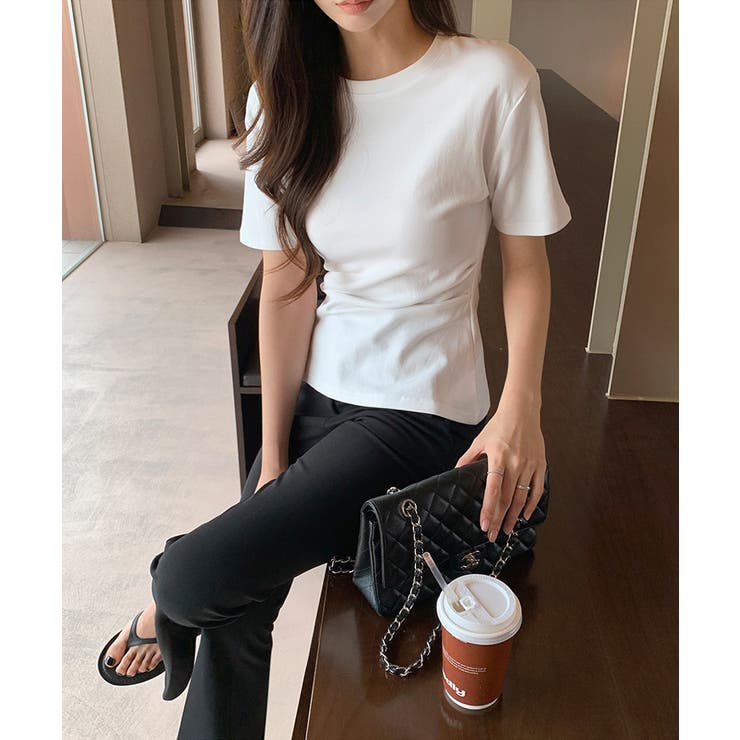 くびれ見えウエストギャザーTシャツ ギャザーTシャツ Tシャツ | COCOMOMO | 詳細画像3 