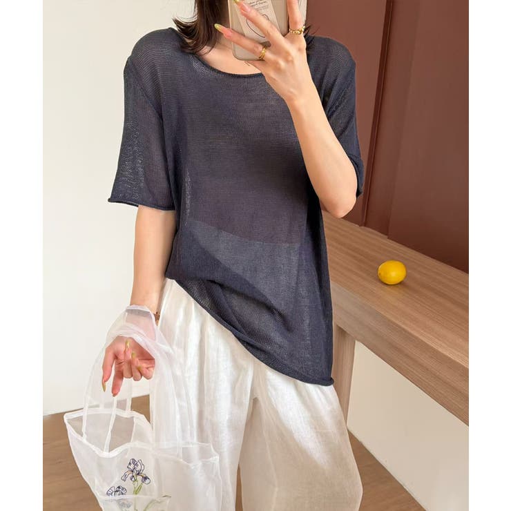 【ゆるっとラフに着こなす】 シアーニット サマーニット | COCOMOMO | 詳細画像25 