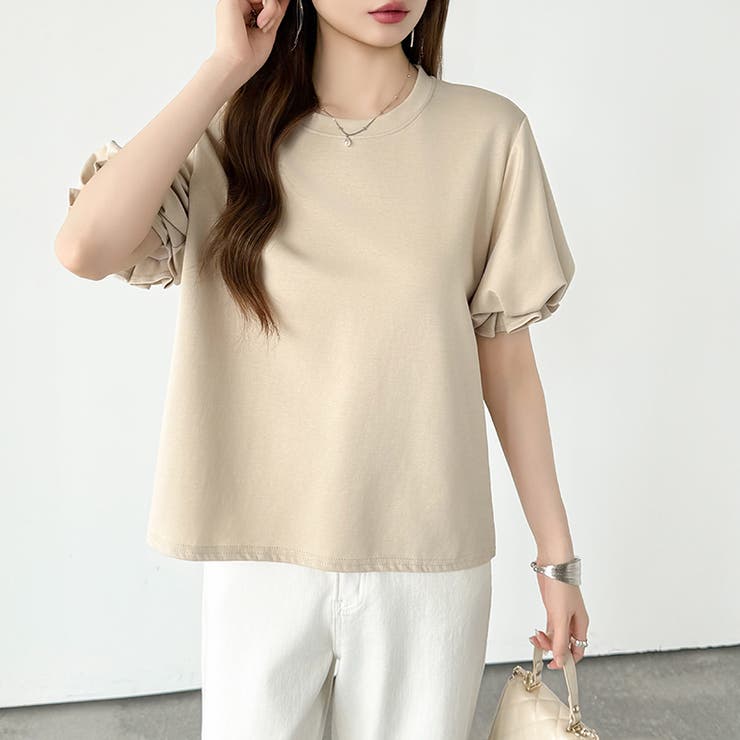 【ぽわんと立体感。】 バルーンスリーブTシャツ 半袖カットソー | COCOMOMO | 詳細画像30 