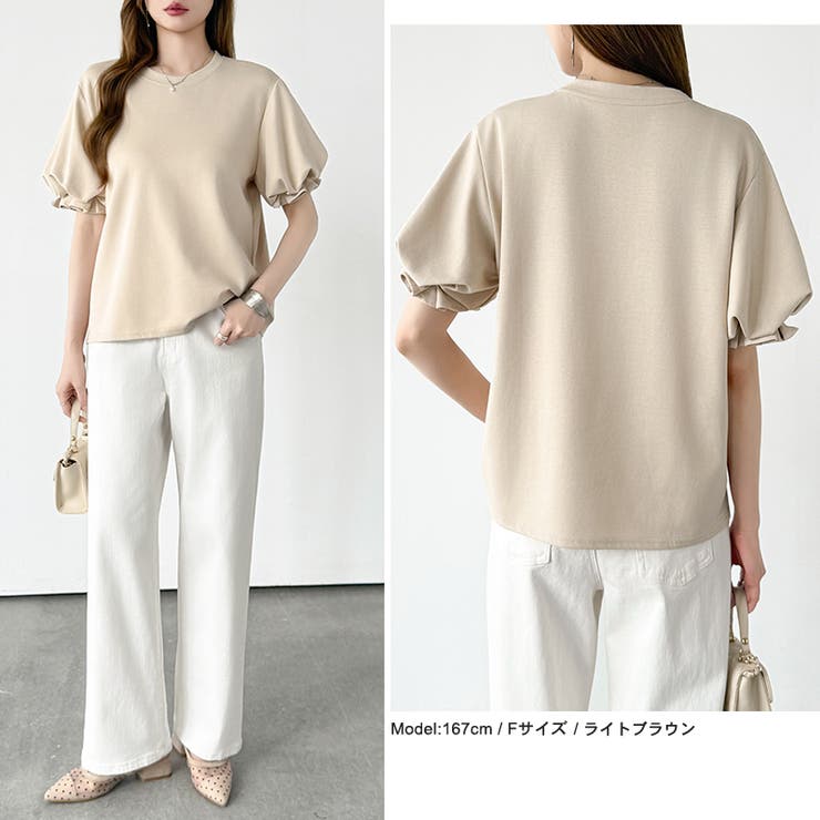 【ぽわんと立体感。】 バルーンスリーブTシャツ 半袖カットソー | COCOMOMO | 詳細画像32 