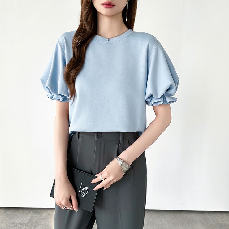 【ぽわんと立体感。】 バルーンスリーブTシャツ 半袖カットソー | COCOMOMO | 詳細画像40 