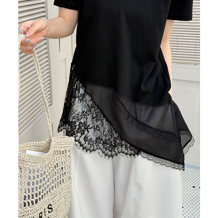 一枚で主役級の存在感。 裾レースカットソー Tシャツ | COCOMOMO | 詳細画像12 