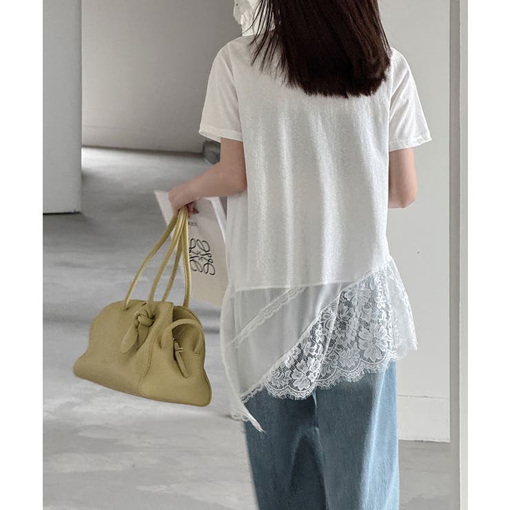 一枚で主役級の存在感。 裾レースカットソー Tシャツ | COCOMOMO | 詳細画像4 