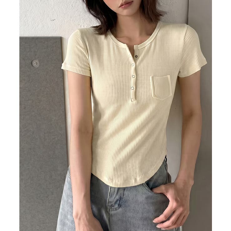 ヘンリーネックTシャツ リブTシャツ ヘンリーネック | COCOMOMO | 詳細画像10 