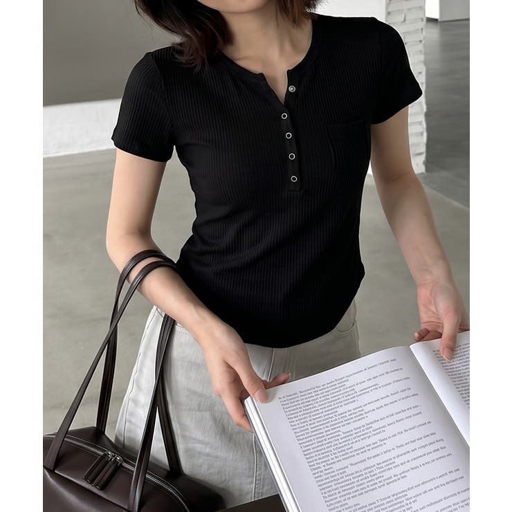 ヘンリーネックTシャツ リブTシャツ ヘンリーネック | COCOMOMO | 詳細画像13 