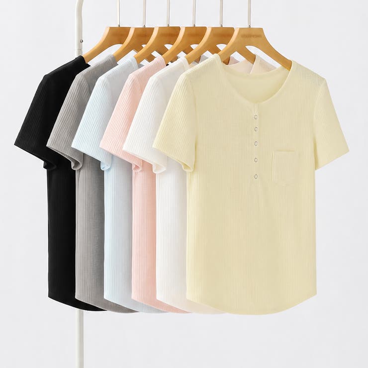 ヘンリーネックTシャツ リブTシャツ ヘンリーネック | COCOMOMO | 詳細画像14 