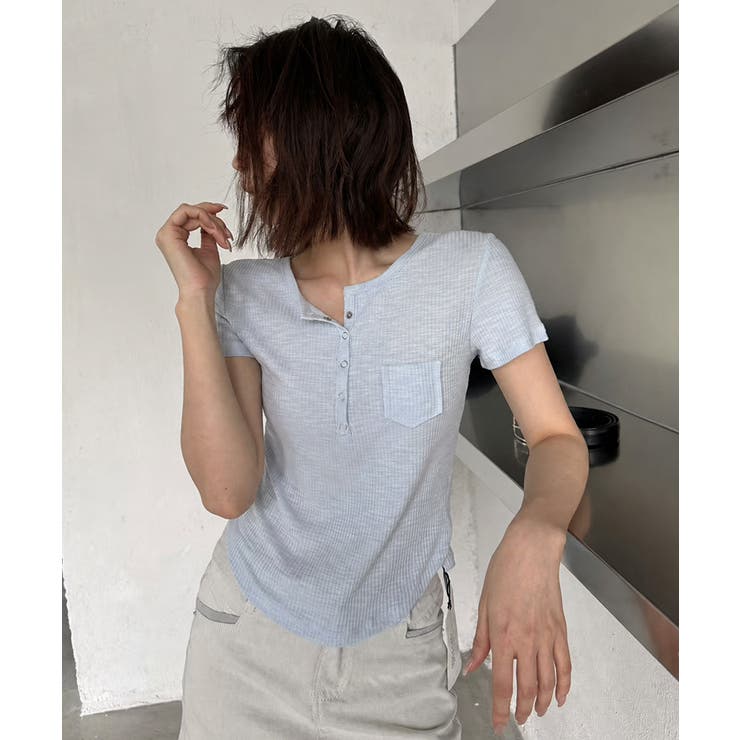 ヘンリーネックTシャツ リブTシャツ ヘンリーネック | COCOMOMO | 詳細画像2 