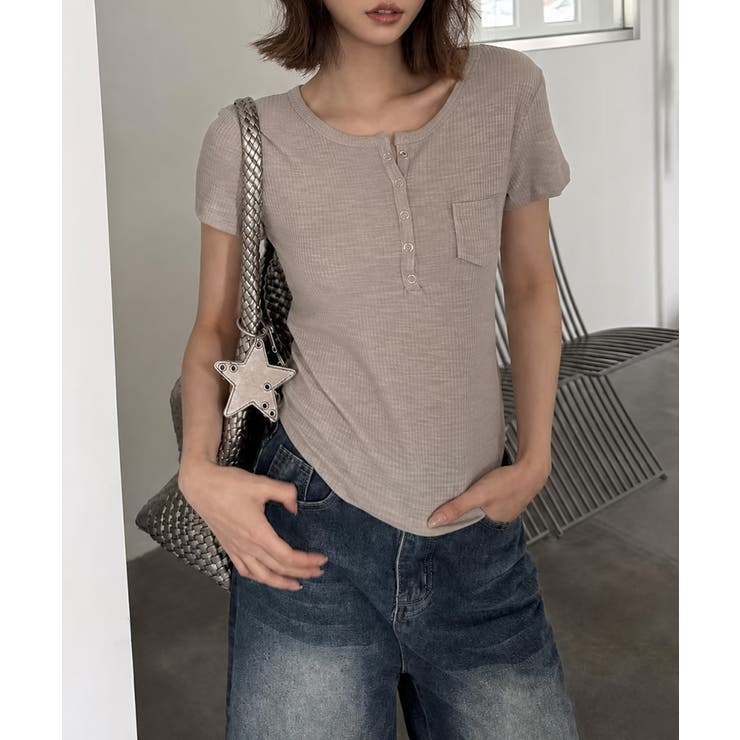 ヘンリーネックTシャツ リブTシャツ ヘンリーネック | COCOMOMO | 詳細画像4 