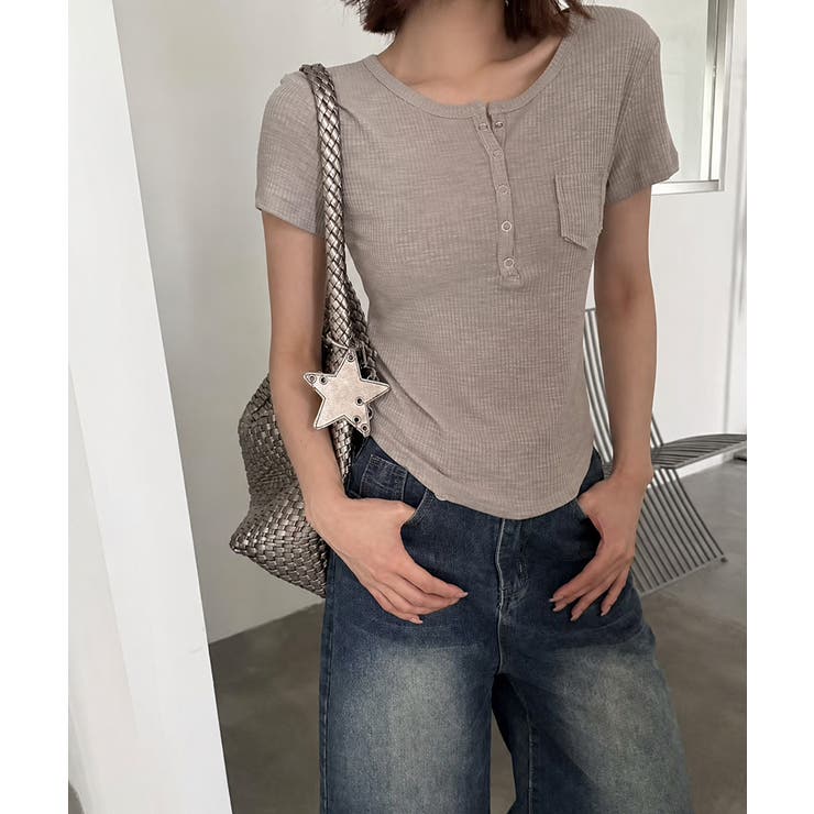 ヘンリーネックTシャツ リブTシャツ ヘンリーネック | COCOMOMO | 詳細画像5 