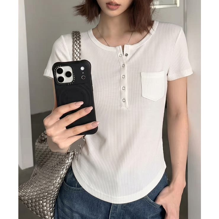 ヘンリーネックTシャツ リブTシャツ ヘンリーネック | COCOMOMO | 詳細画像7 