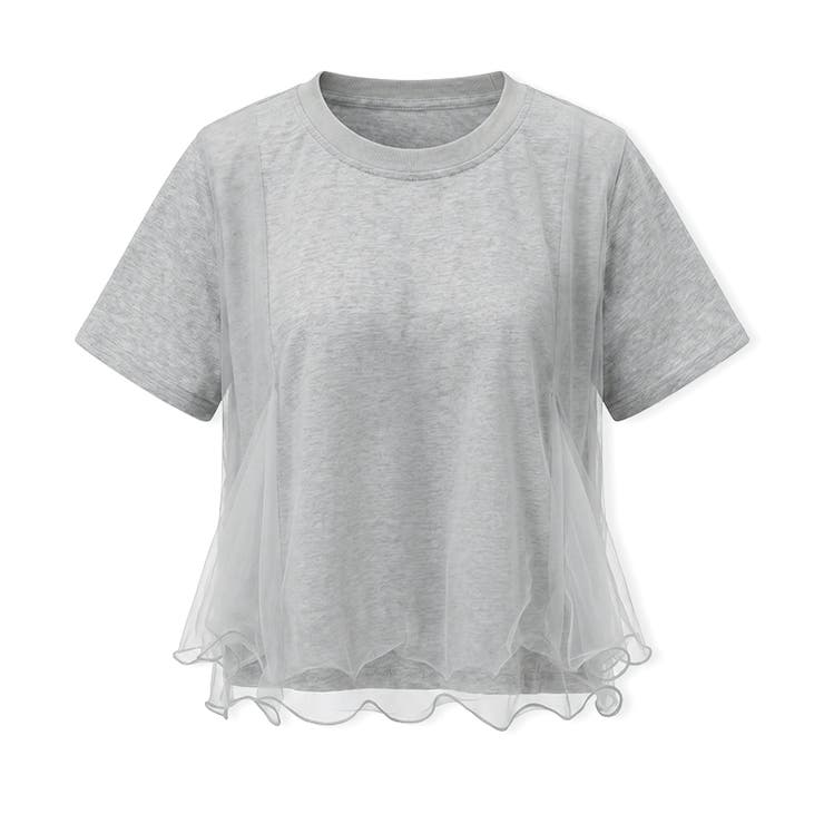 Tシャツなのにブラウス級 チュールドッキングTシャツ フリルトップス | COCOMOMO | 詳細画像29 