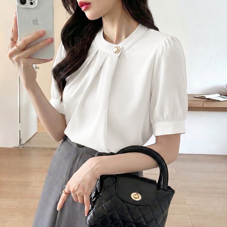 タックブラウス 夏ブラウス 半袖ブラウス | COCOMOMO | 詳細画像2 