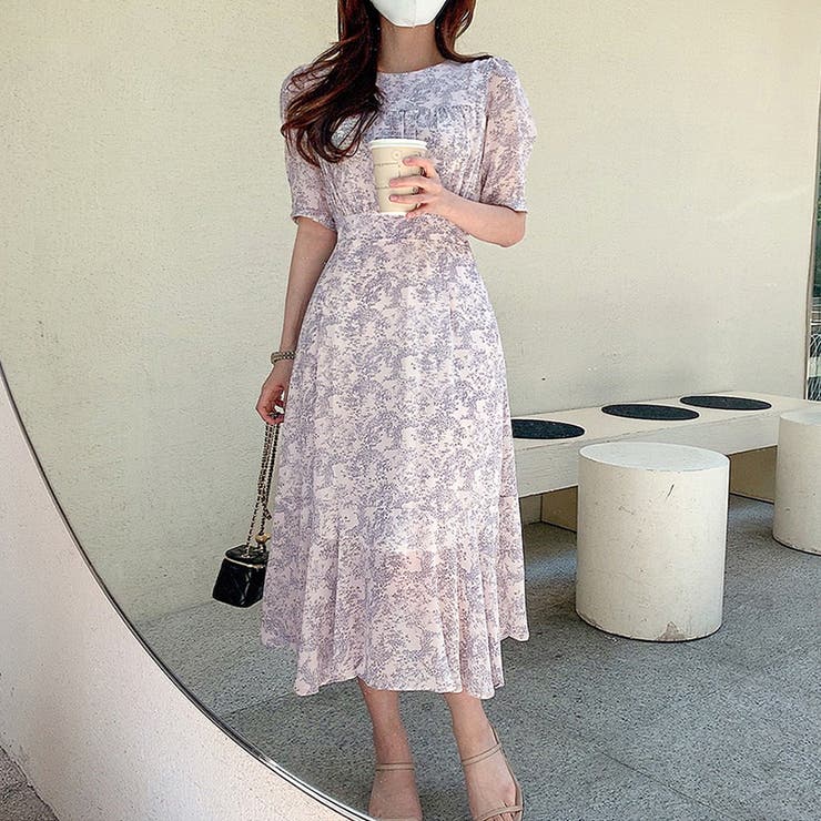 【華やぎシフォン】 花柄シフォンワンピース ワンピース | COCOMOMO | 詳細画像10 